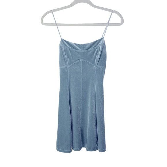 Urban Outfitters Peaches Sky Velvet Mini Dress Blue Size XS NWT - Picture 4 of 7